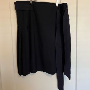 Tory Burch Navy Pleated Belted Wool Skirt - Sz 12